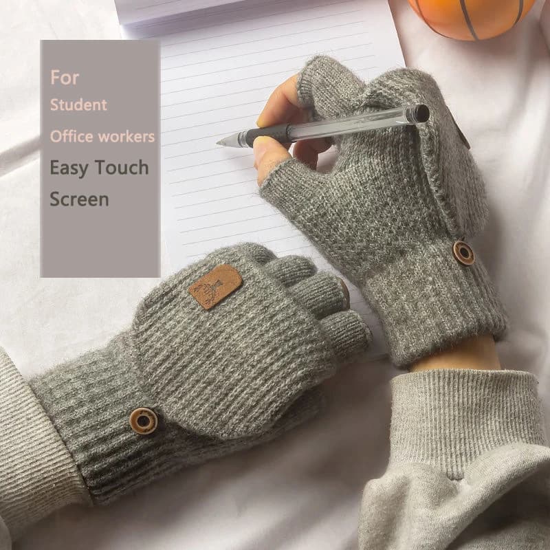 Gants tricotés sans doigts pour l'hiver, épais et chauds pour écran tactile, pour hommes et femmes, 