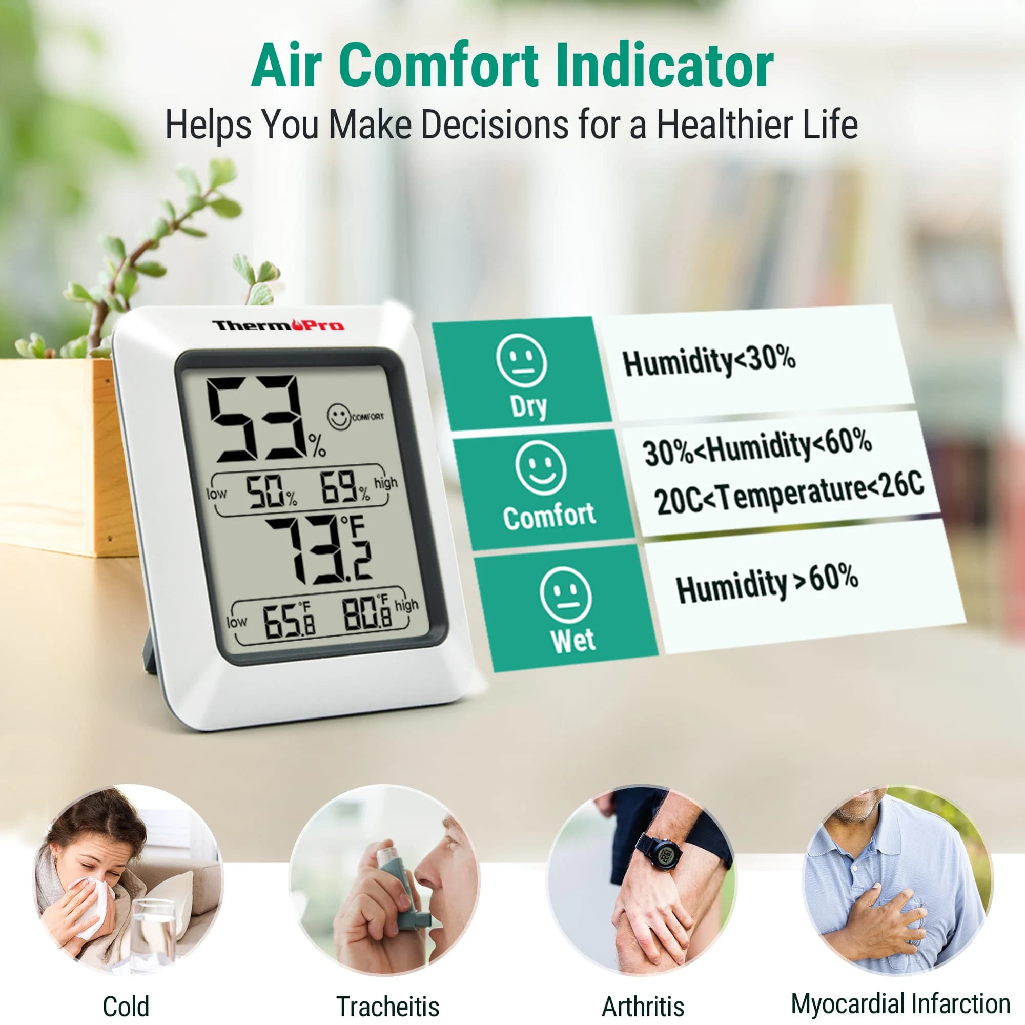 Thermopro TP50 thermomètre numérique hygromètre intérieur électronique environnement chambre thermom