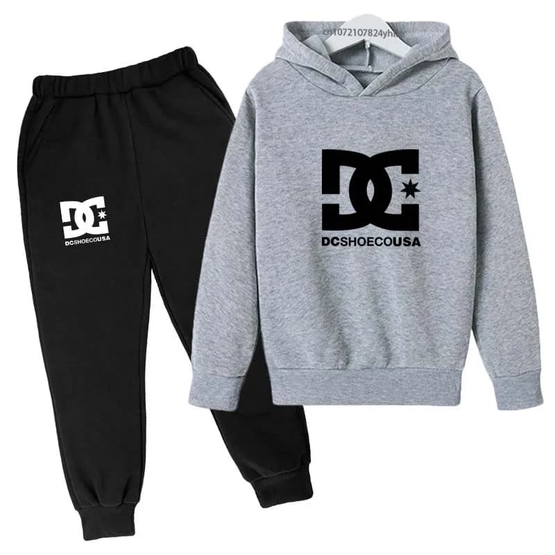 Enfants printemps automne décontracté Simple imprimé 2 pièces sweat à capuche + pantalon survêtement
