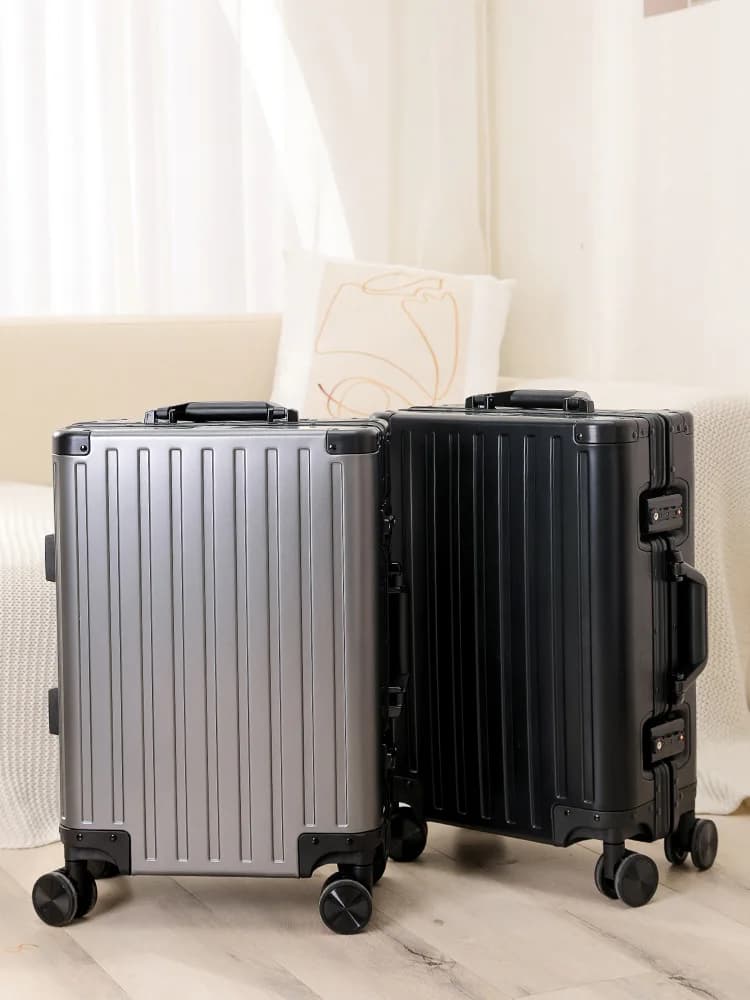 Valise en alliage d'aluminium et de magnésium pour hommes et femmes, étui à roulettes expressément e