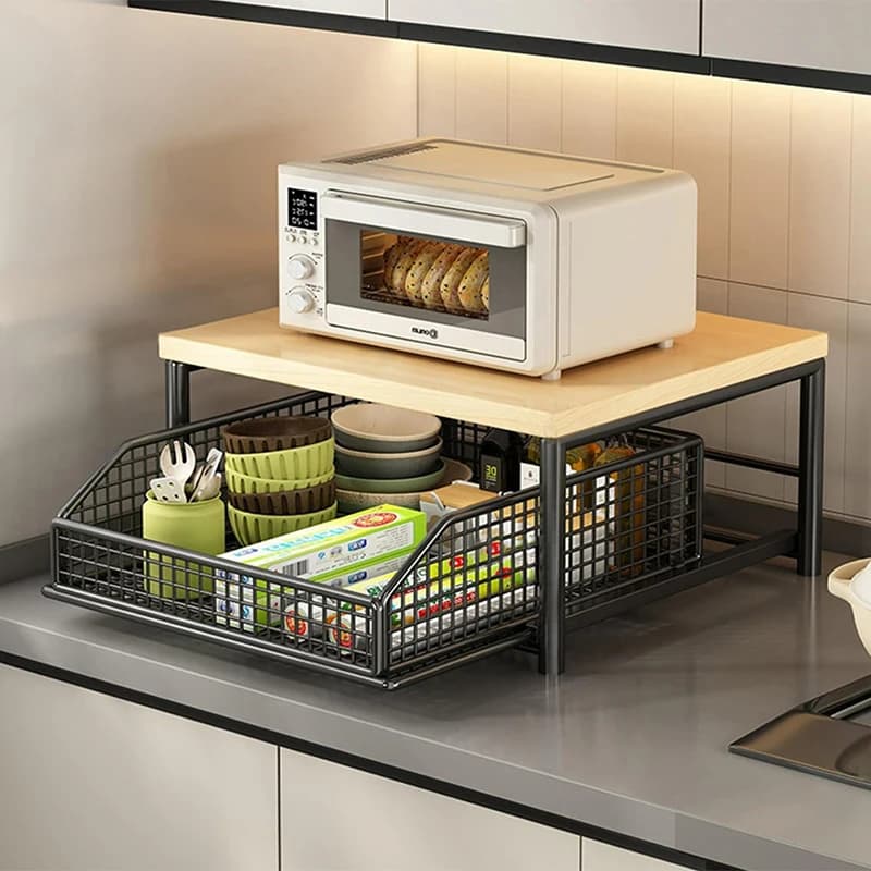 Organisateur de comptoir de cuisine – Étagère multi-usages pour micro-ondes, épices, machine à café 