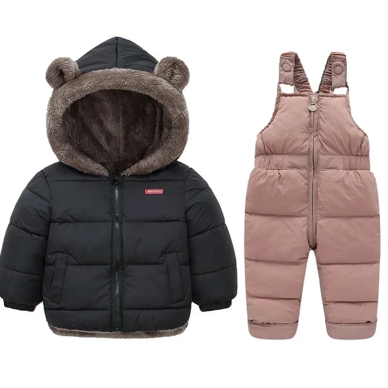 Ensemble de vêtements d'hiver pour enfants, manteaux en molleton d'agneau + pantalons en duvet, 2 pi