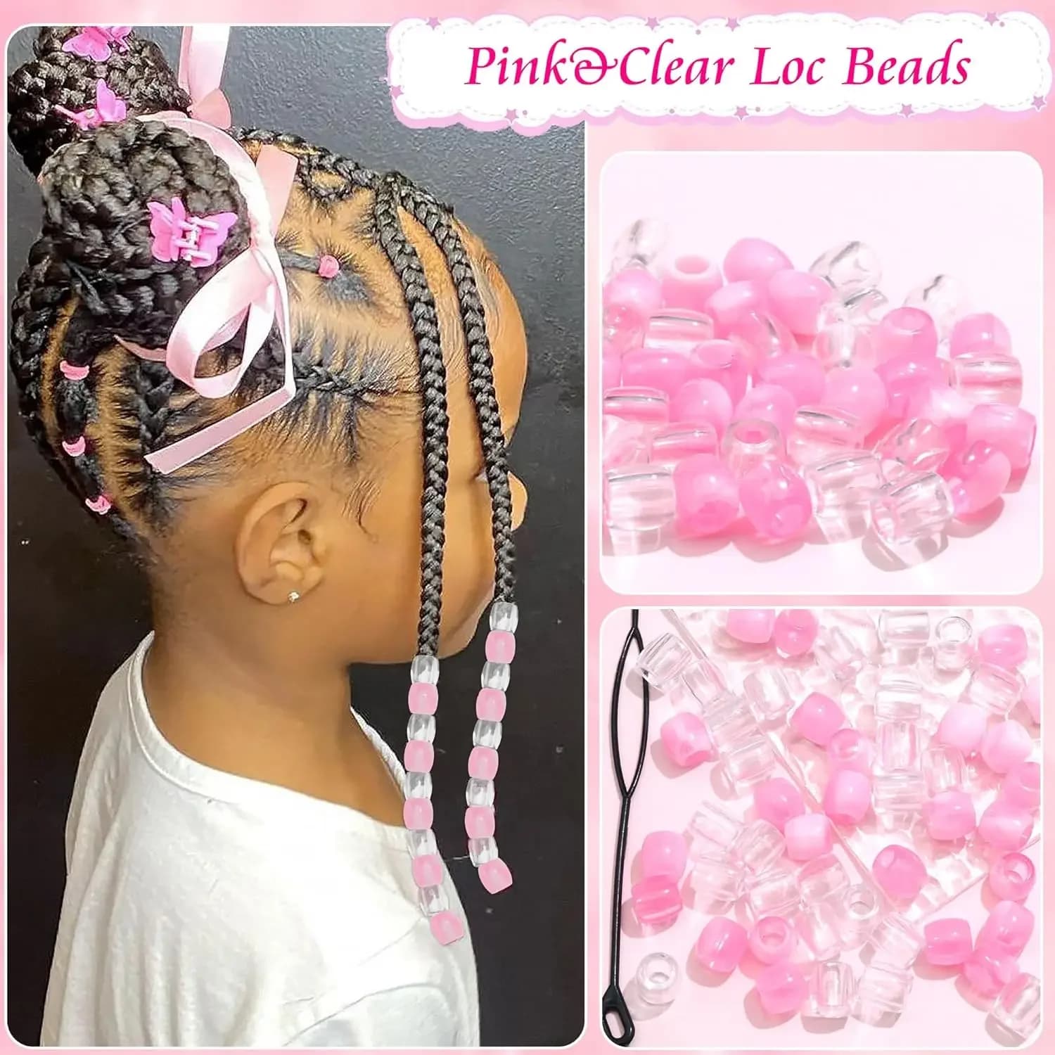 Perles de cheveux Dreadlock de couleur jaune, Rose et Rose rouge, accessoires de tresses mignons ave