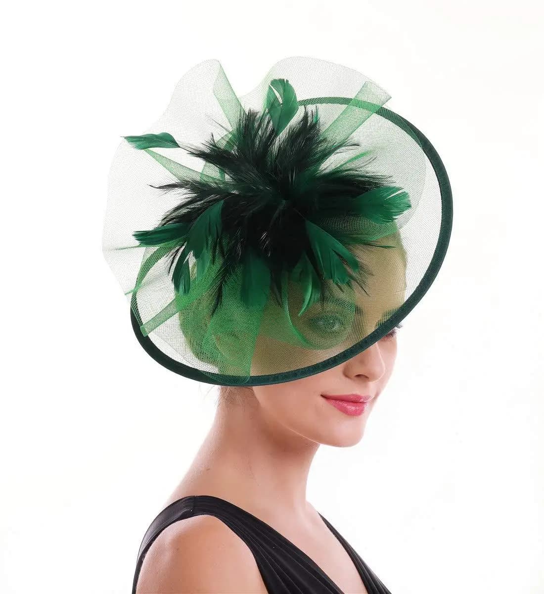 Chapeau Fascinateur Plume pour Femme, Haut en Maille, Fleur, ixCocktail, Mariage, Église, Tri Derby,