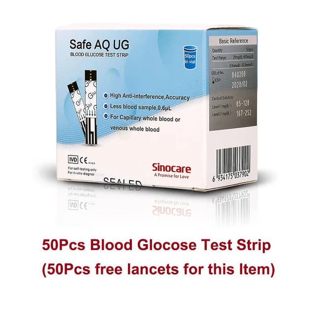 Sinocare-Bandelettes de test de glycémie, acide urique, Safe AQ UG uniquement, 50 pièces, 100 pièces