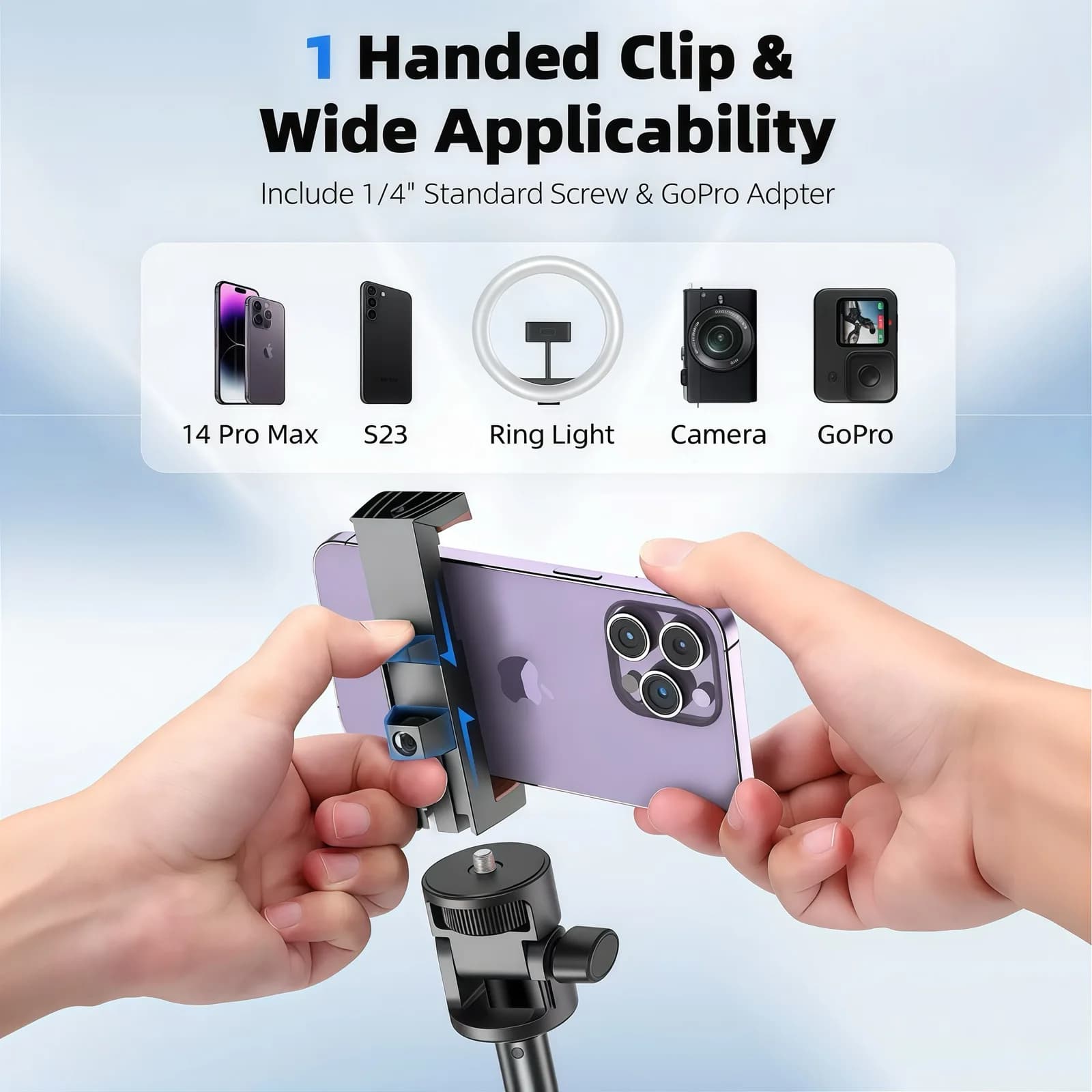 Trépied Bluetooth 3-en-1 avec télécommande pour iPhone Samsung GoPro DJI Insta360, support de vloggi