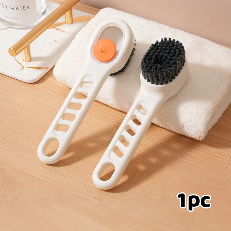 Brosse multifonctionnelle pour chaussures et linge avec fonction de distribution de liquide, adaptée
