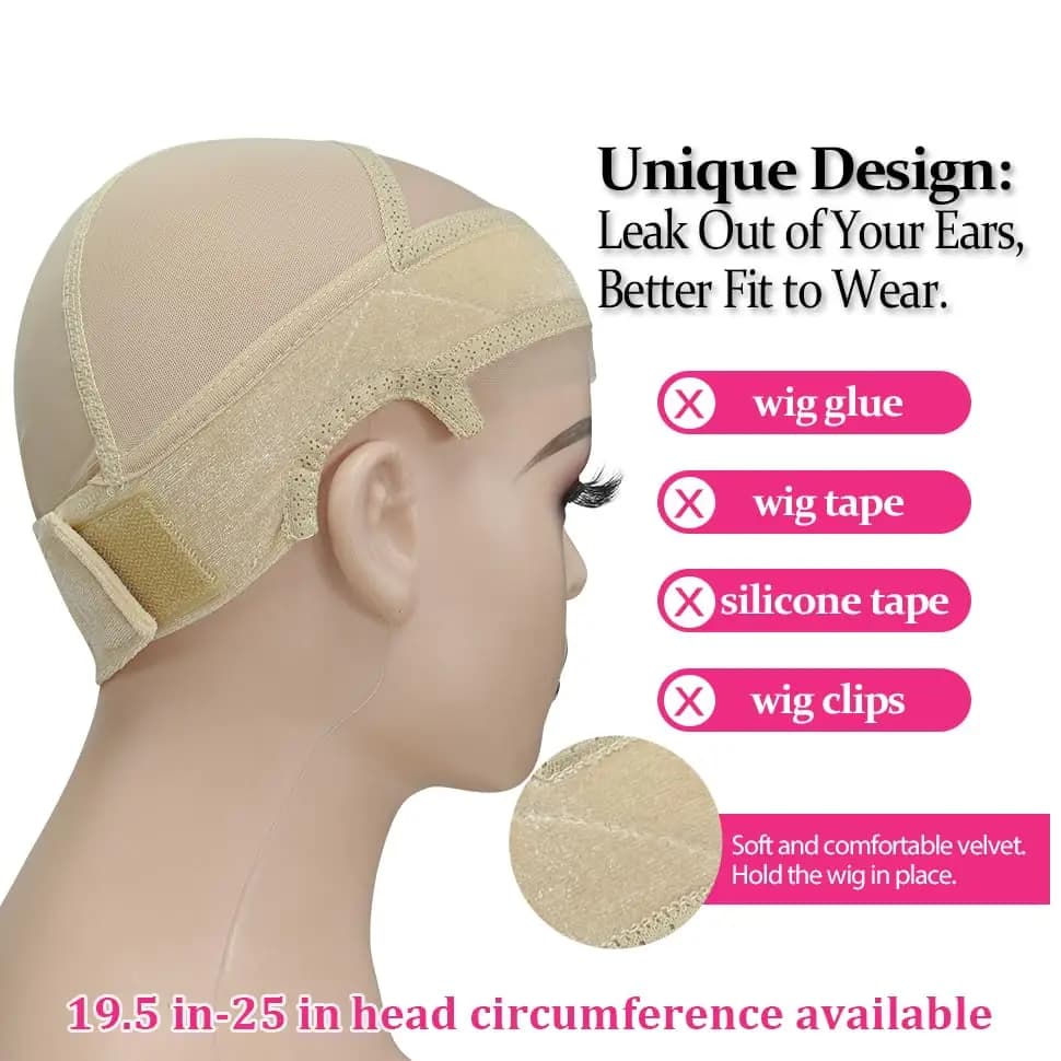 Gorra de agarre para peluca para mujer, réglable, mantiene las pelucas sin pegamento de forma segura