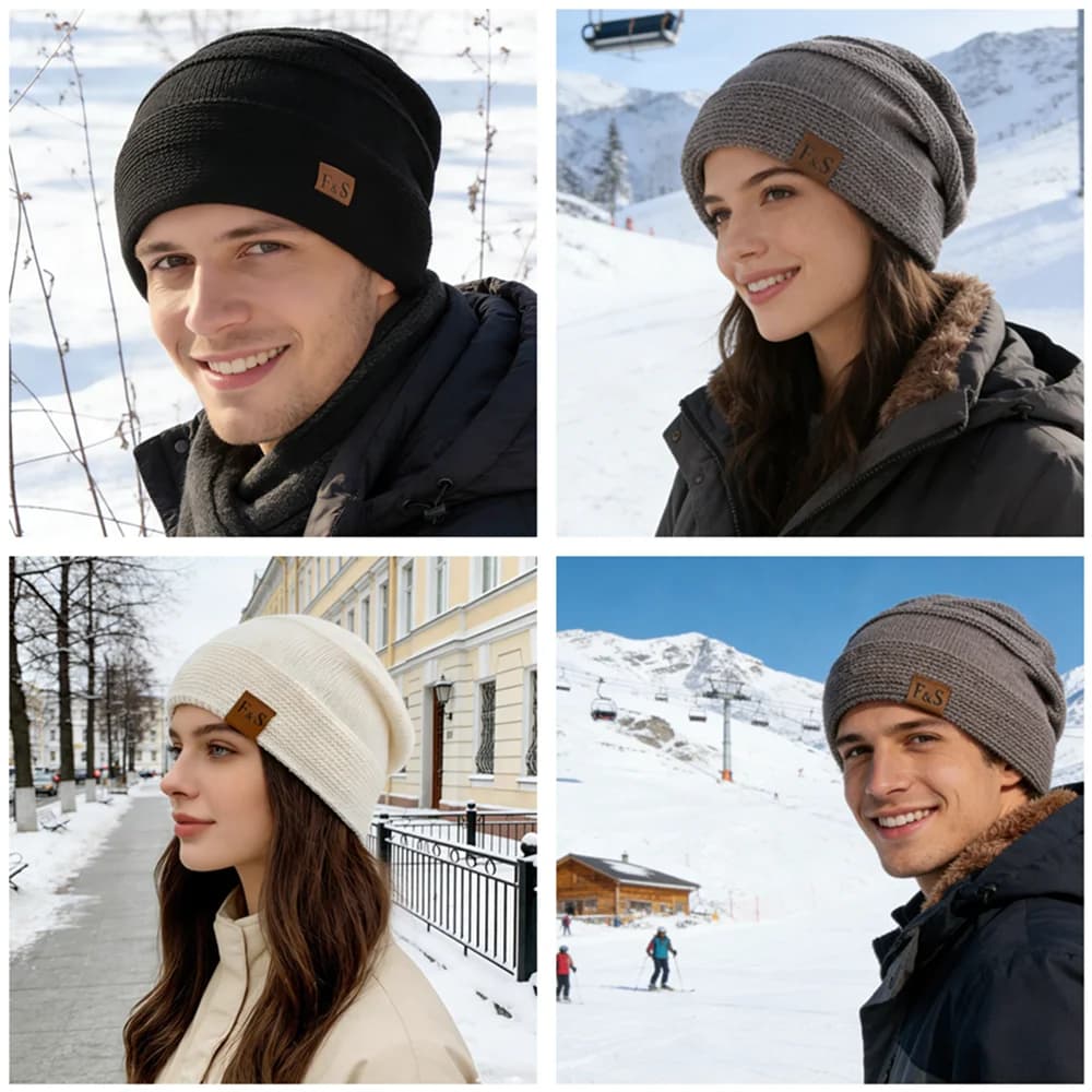 Bonnet décontracté doublé de fourrure pour hommes et femmes, chapeaux amples unisexes, ajouter, chau