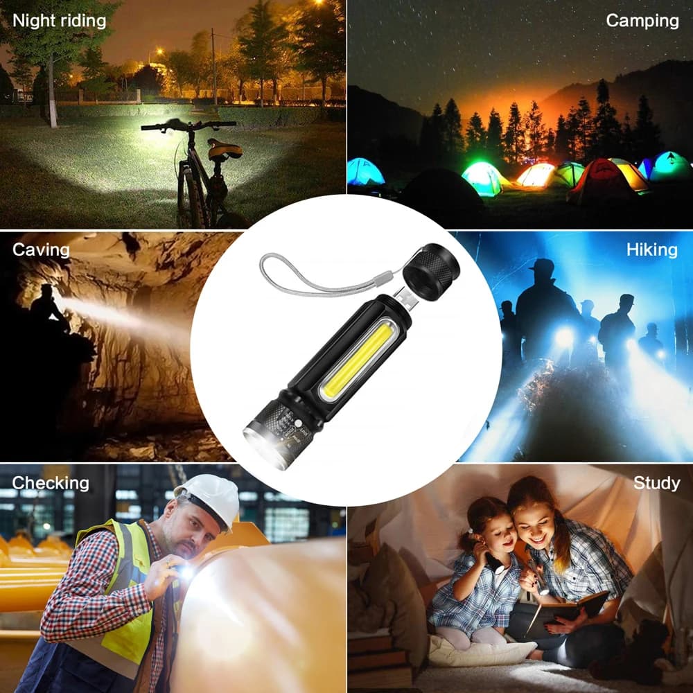 USB T6 lumière forte LED lampe de poche Rechargeable torche magnétique Lanter Zoomable lampe de poch