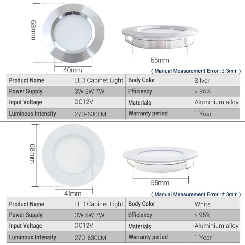 Mini Downlight LED 12V Ultra-mince 3W 5W 7W intégré petit projecteur plafond cuisine salle de bains 