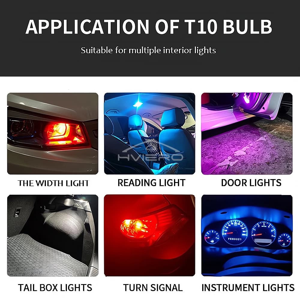 Ampoules LED Cob en verre pour voiture, 10 pièces, W5W 194 T10, lampe de plaque d'immatriculation, d
