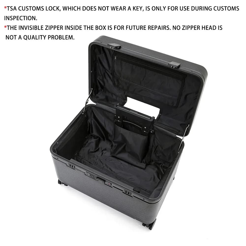 Valise à cadre en alliage d'aluminium, valise à roulettes portable ABS à ouverture supérieure, roues