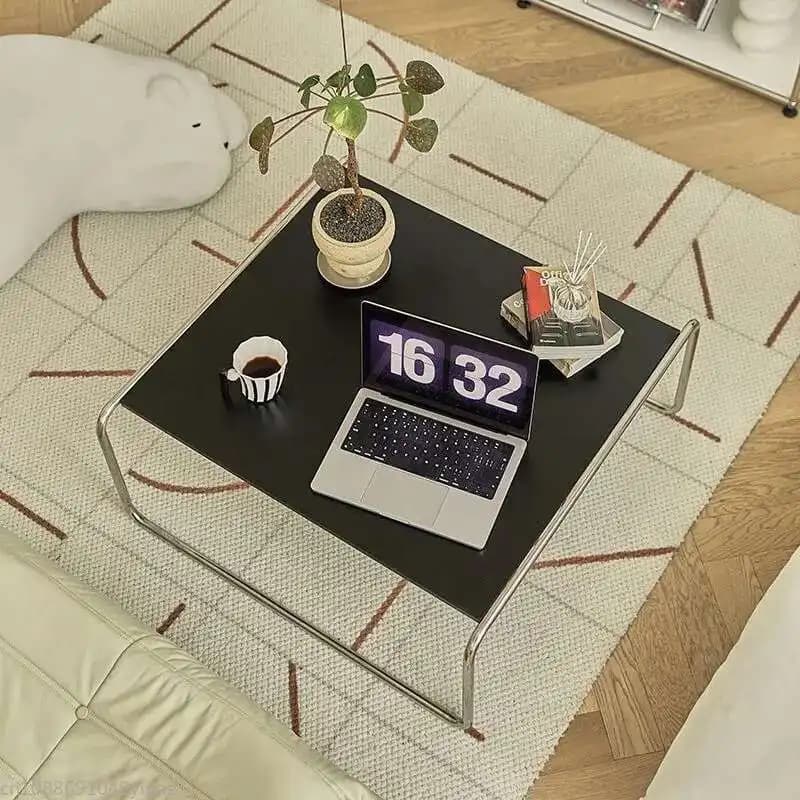 Bauhaus – Table basse rectangulaire en acier inoxydable, personnalité médiévale, noir et blanc, plus