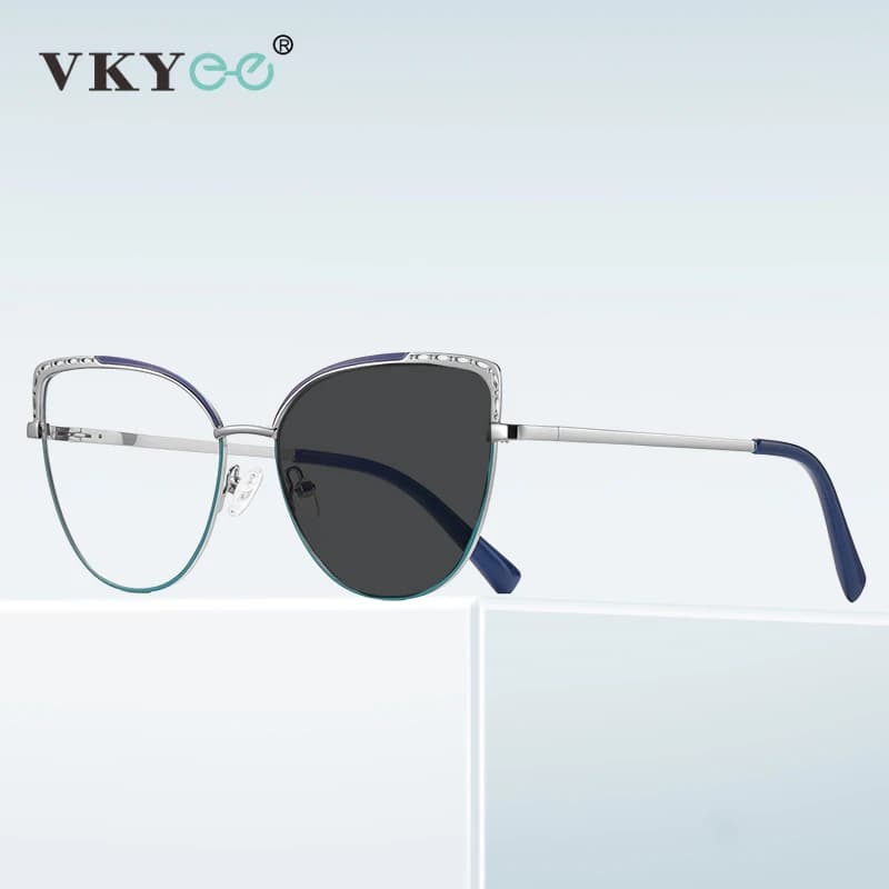 VKYEE métal géométrique femmes Anti-lumière bleue lunettes Design à la mode personnalisable Prescrip