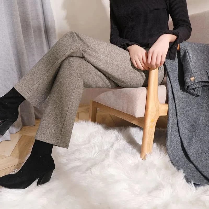 Pantalon en laine pour femme, taille haute, droit, décontracté, 5XL, 6XL, 7XL, haute qualité, mélang