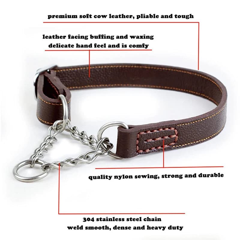 Benepaw Martingale collier en cuir sans traction Anti-fuite collier de chien d'entraînement chaîne p