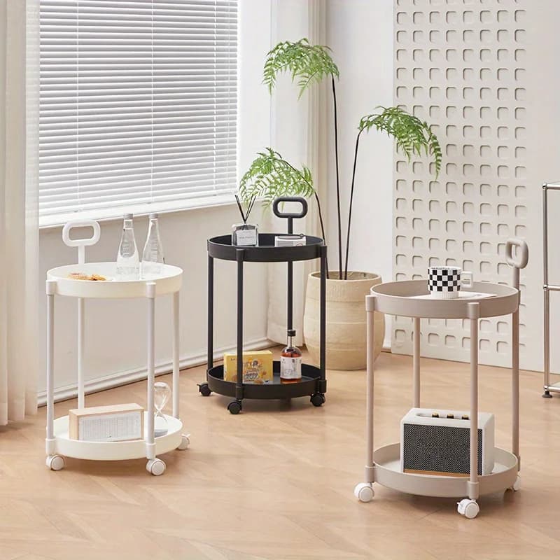 Table d'appoint élégante à 2 niveaux avec roulettes - Table chariot dans le salon | Table de canapé 