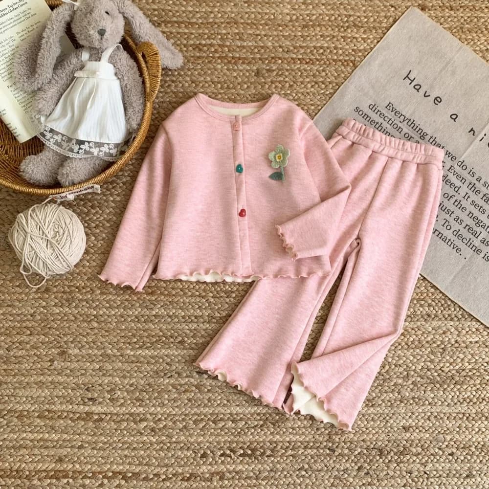 Bear Leader – ensemble Cardigan à manches longues et pantalon pour filles, couleur unie, Version cor
