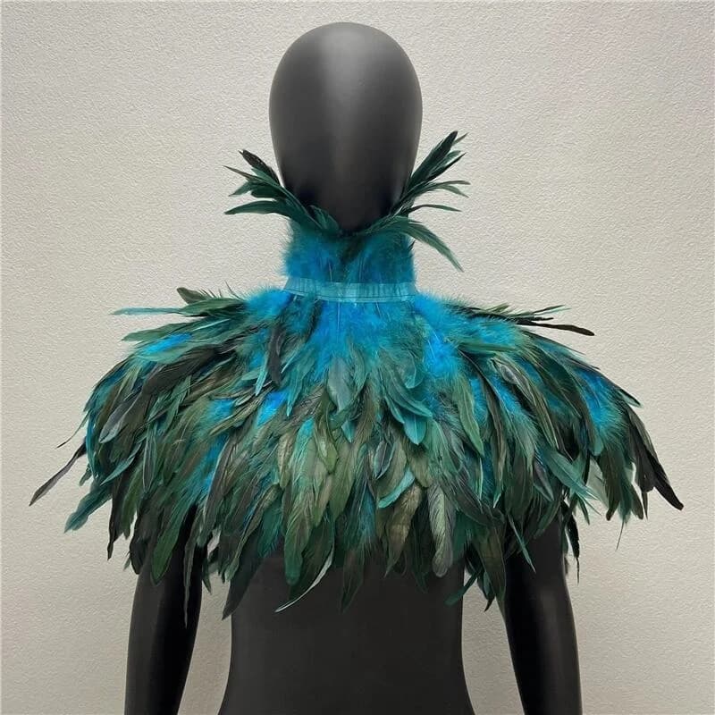 Manteau Gothique Punk pour Femme, Cape Initiée, ixEverak, Plume, Vêtements de Bal, Châle, Plumes, Co
