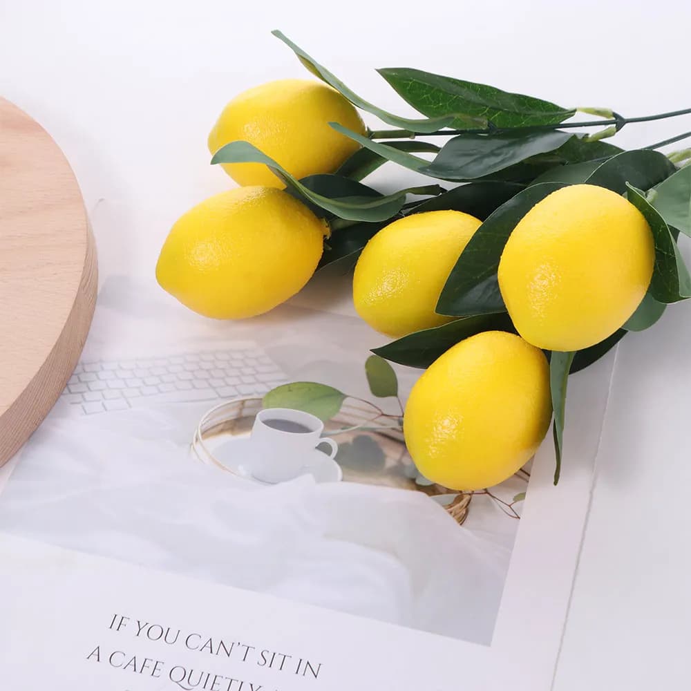 Branches de citron artificielles faites à la main en mousse, fruits de citron simulés pour DIY, plan