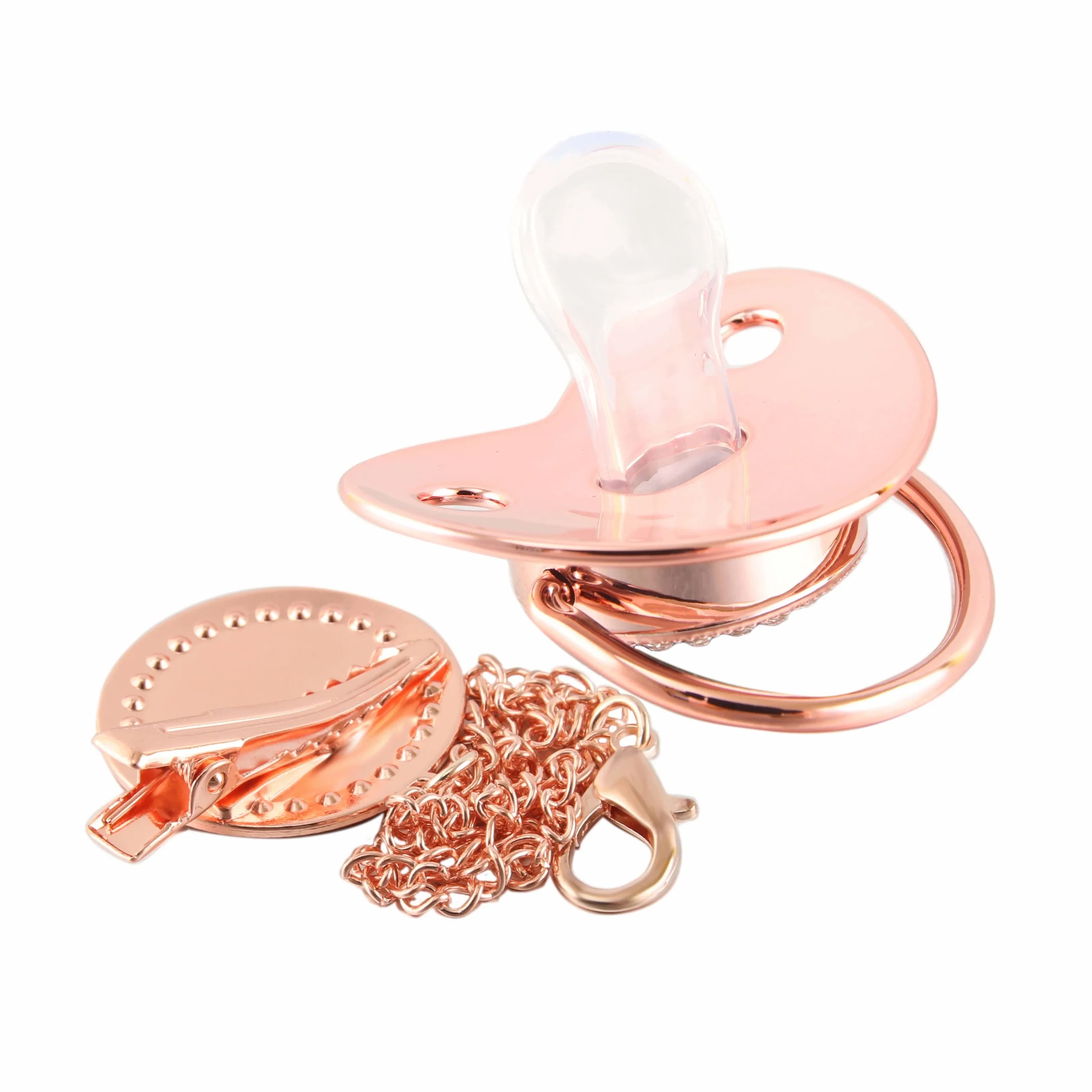 26 lettres bébé attache-sucette or Rose Bling porte-sucette Silicone sucette mamelon factice bébé do
