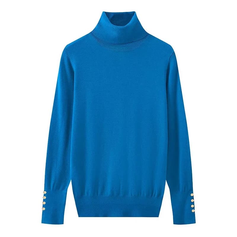 YENKYE automne femmes à manches longues basique col roulé tricot pull pull décontracté tricots