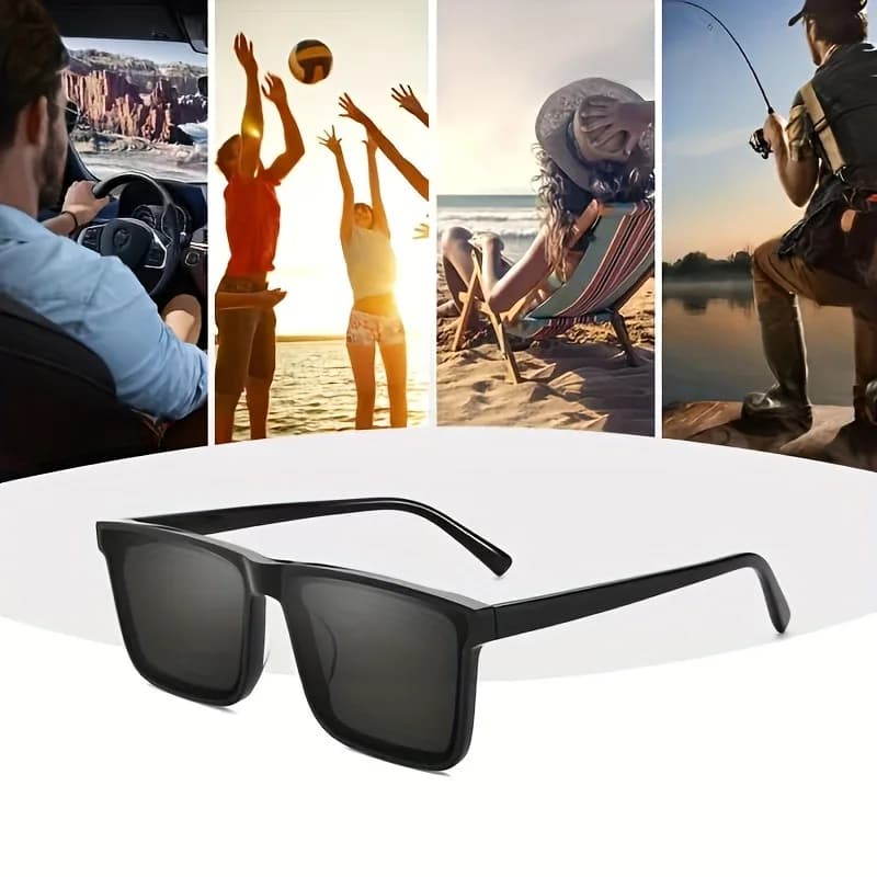 Lunettes carrées noires simples pour hommes et femmes, 1 pièce, pour hommes et femmes, voyage en ple