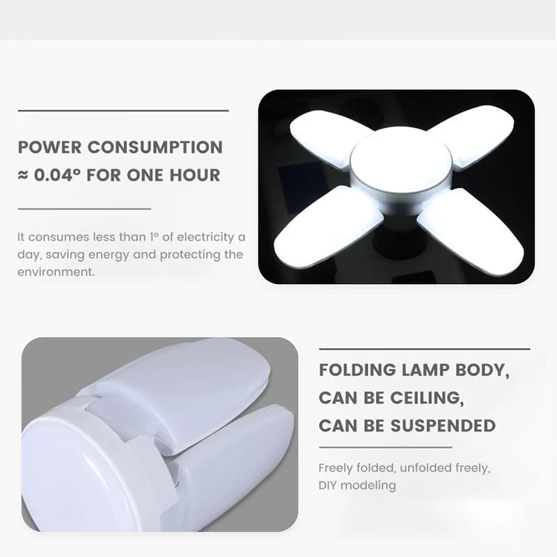 Ampoule LED pliable en forme d'éventail E27, AC 85-265V/220V, pour maison, salon, entrepôt, Garage, 