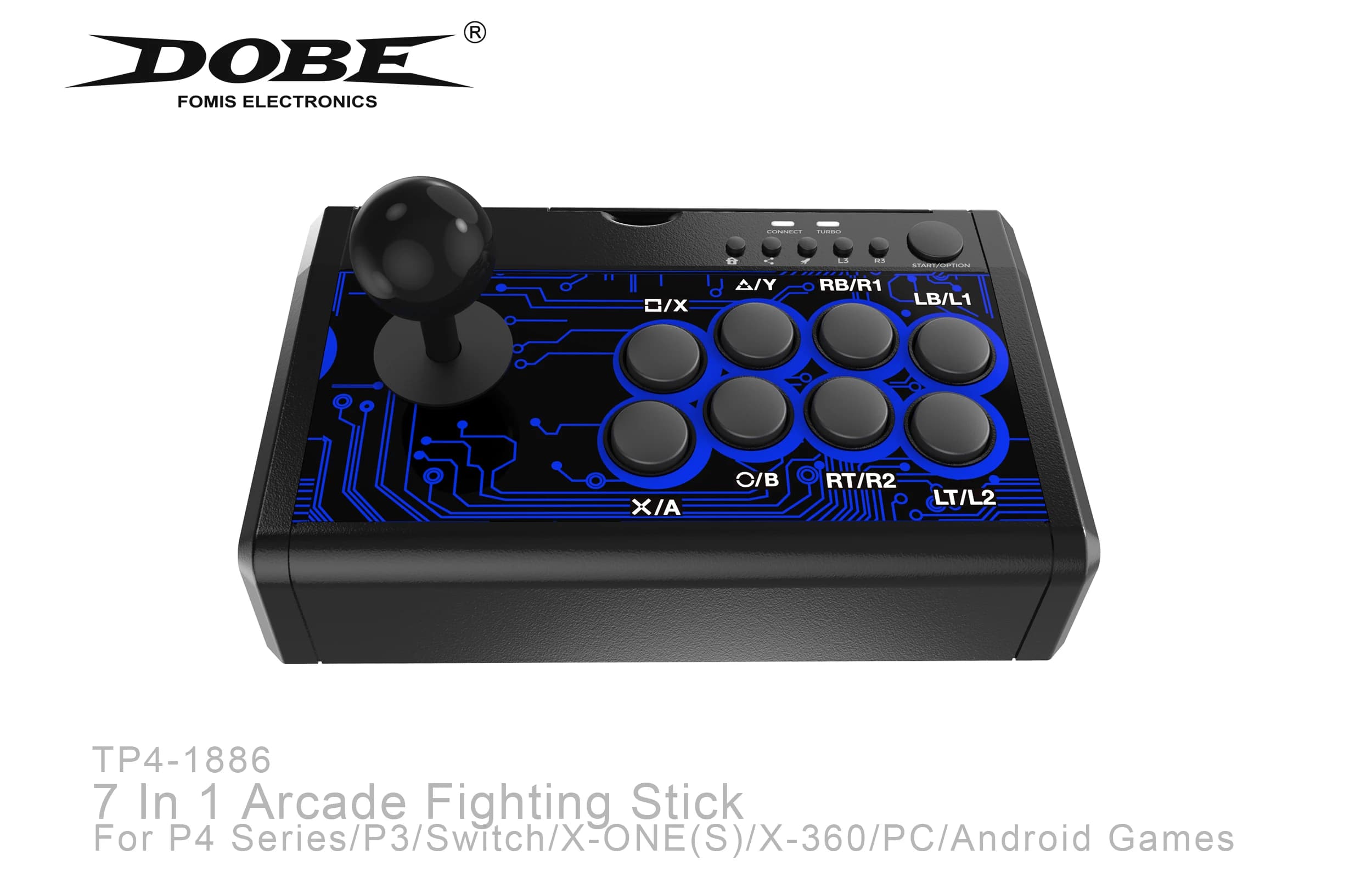 DOBE 7 In1 USB Arcade Fight Stick contrôleur de manette de combat de rue pour PS3/PS4/XBOX ONE/XOBX 