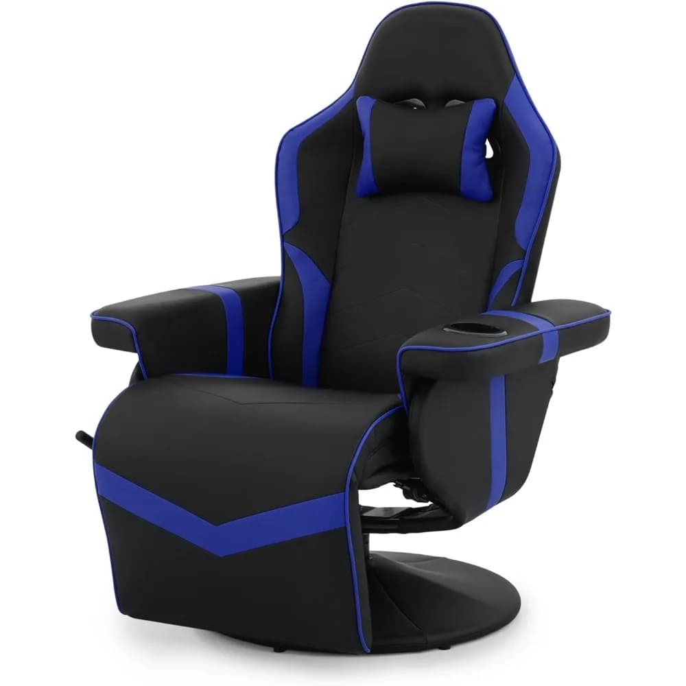 360 °   Fauteuil inclinable de jeu pivotant, chaise inclinable ergonomique en cuir PU avec dossier r