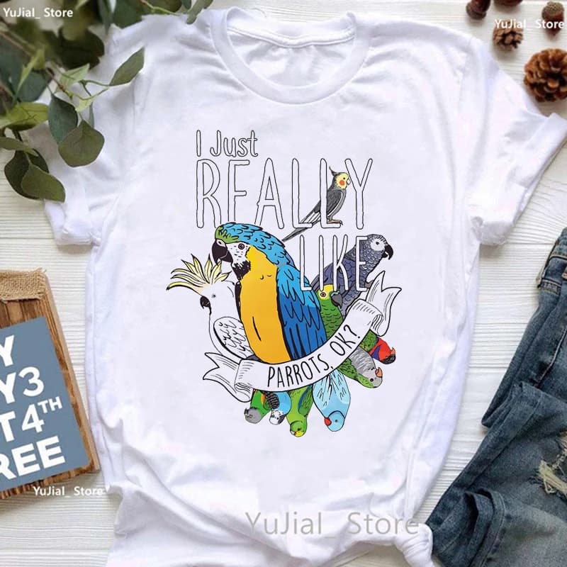 T-shirt imprimé pour femme, cool, calopsitte, perroquet, art, ciel étoilé, drôle, mode estivale, est