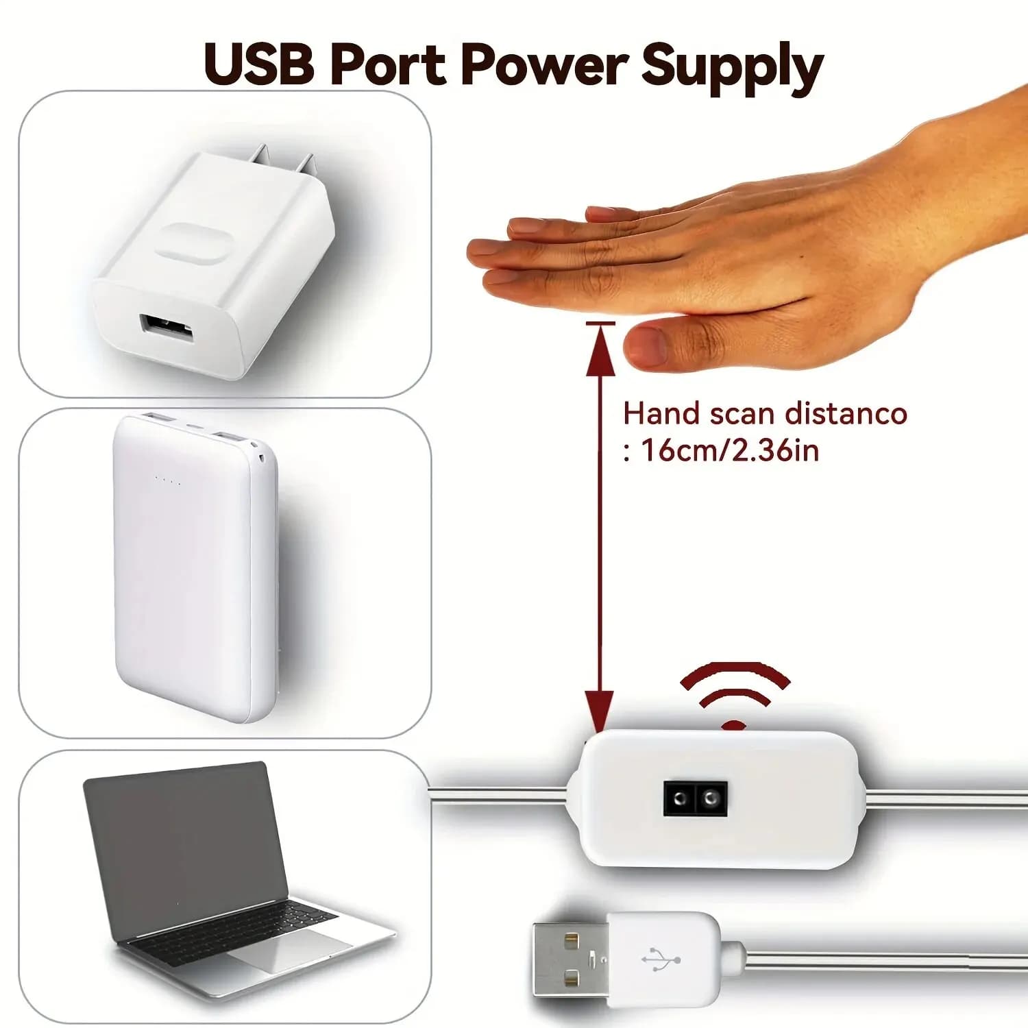1M DC 5V veilleuses lampe USB capteur de geste réglable 60 LED s/m bande lumineuse TV rétro-éclairag