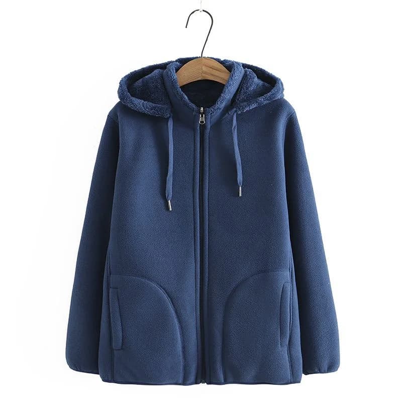 Sweat-shirt à capuche épais pour femme, veste polaire, manteaux avec fermeture éclair, hauts décontr
