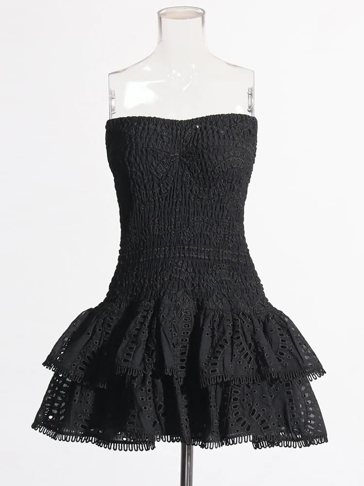 TWOTWINSTYLE – Mini robe trapèze de styliste, sans bretelles, sans manches, taille haute, ourlet à v
