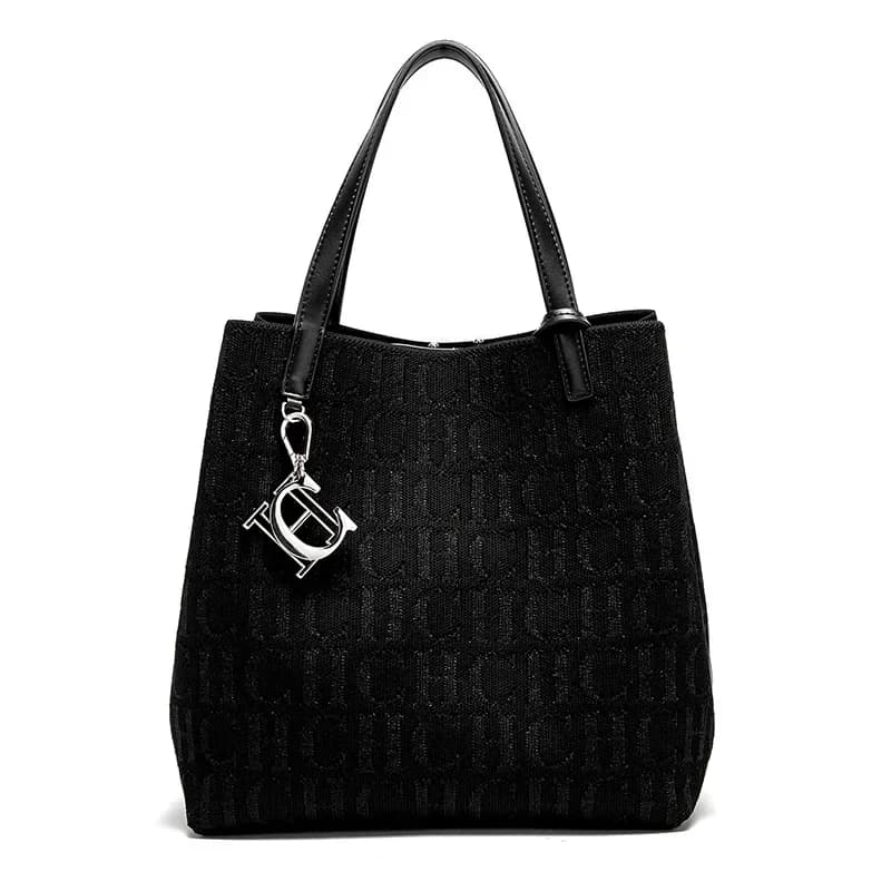 Sac fourre-tout grande capacité CH pour femme, sac à bandoulière minimaliste de couleur unie avec im