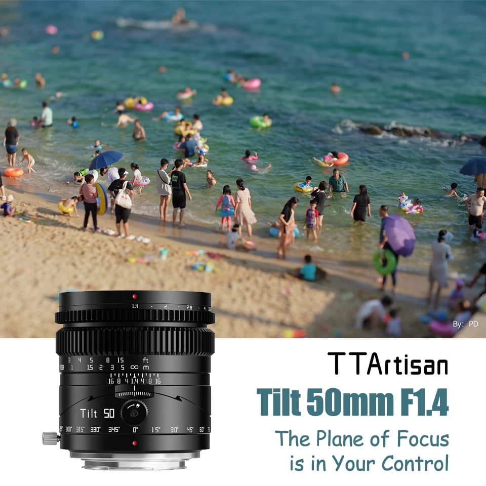 TTArtisan-Objectif d'appareil photo plein format inclinable 50mm, adapté à la photographie de studio