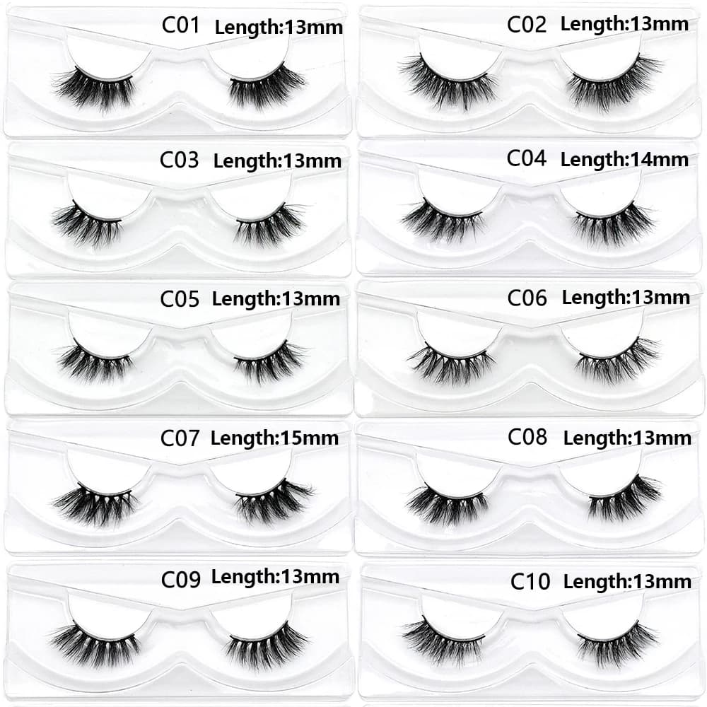 Articles en vrac 10/30/60/100 paires demi-cils de vison naturel longs moelleux vaporeux demi-cils Ex