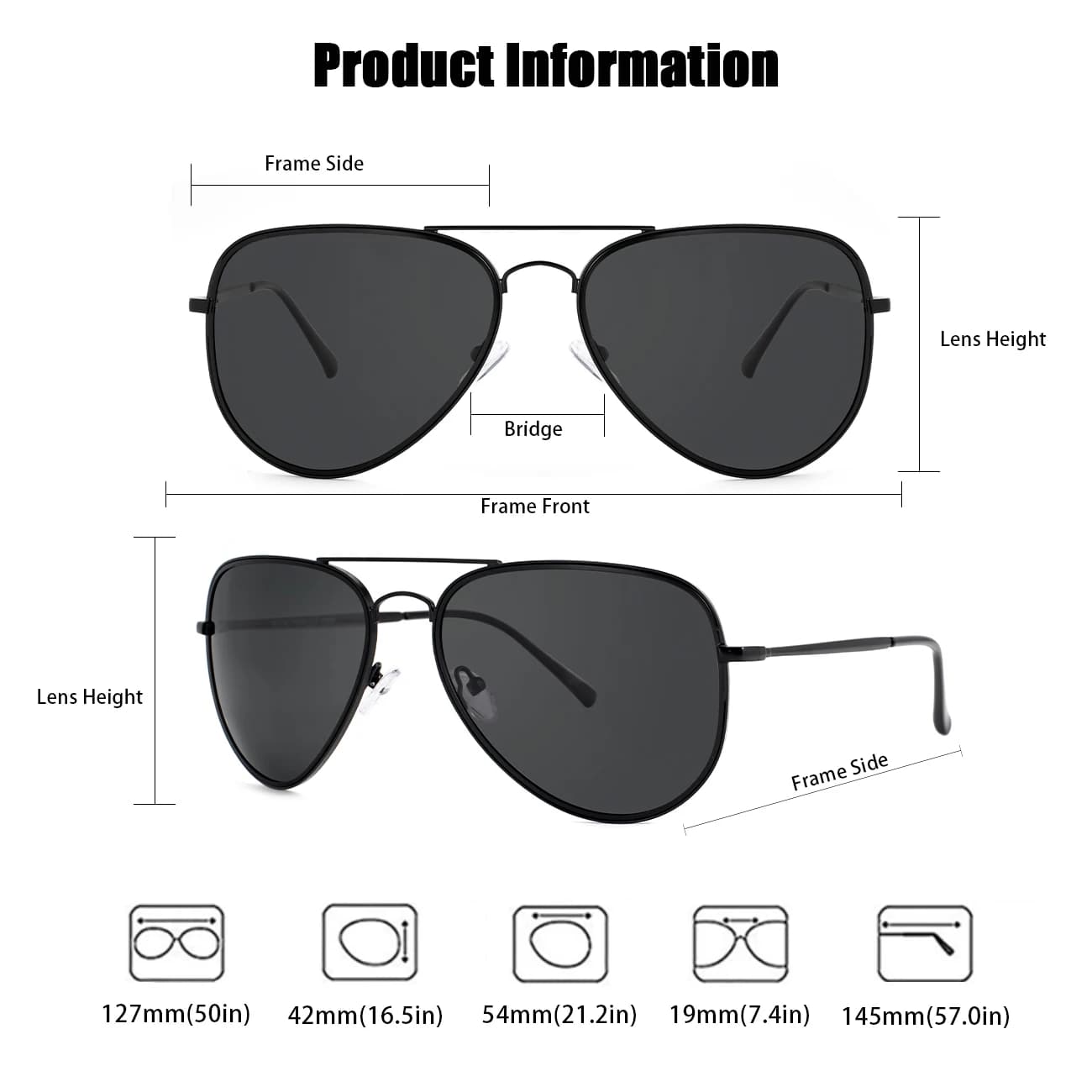 MAXJULI Lunettes de soleil polarisées pour grandes têtes hommes femmes 8123