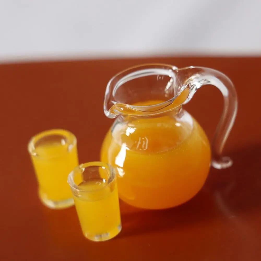 Carafe à boisson l'inventaire, modèle de simulation, tasse à café, lait, citron, eau, jus d'orange, 