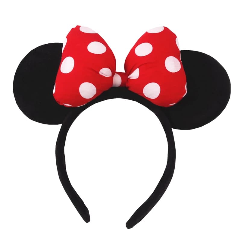 Bandeau oreilles de souris Disney pour filles et adultes, 5 pouces, avec nœud à pois, pour Festival,
