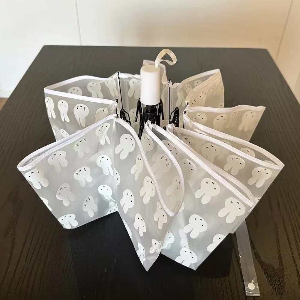 Parapluie Transparent givré Miffy Kawaii, joli parapluie pliable pour étudiants, entièrement automat