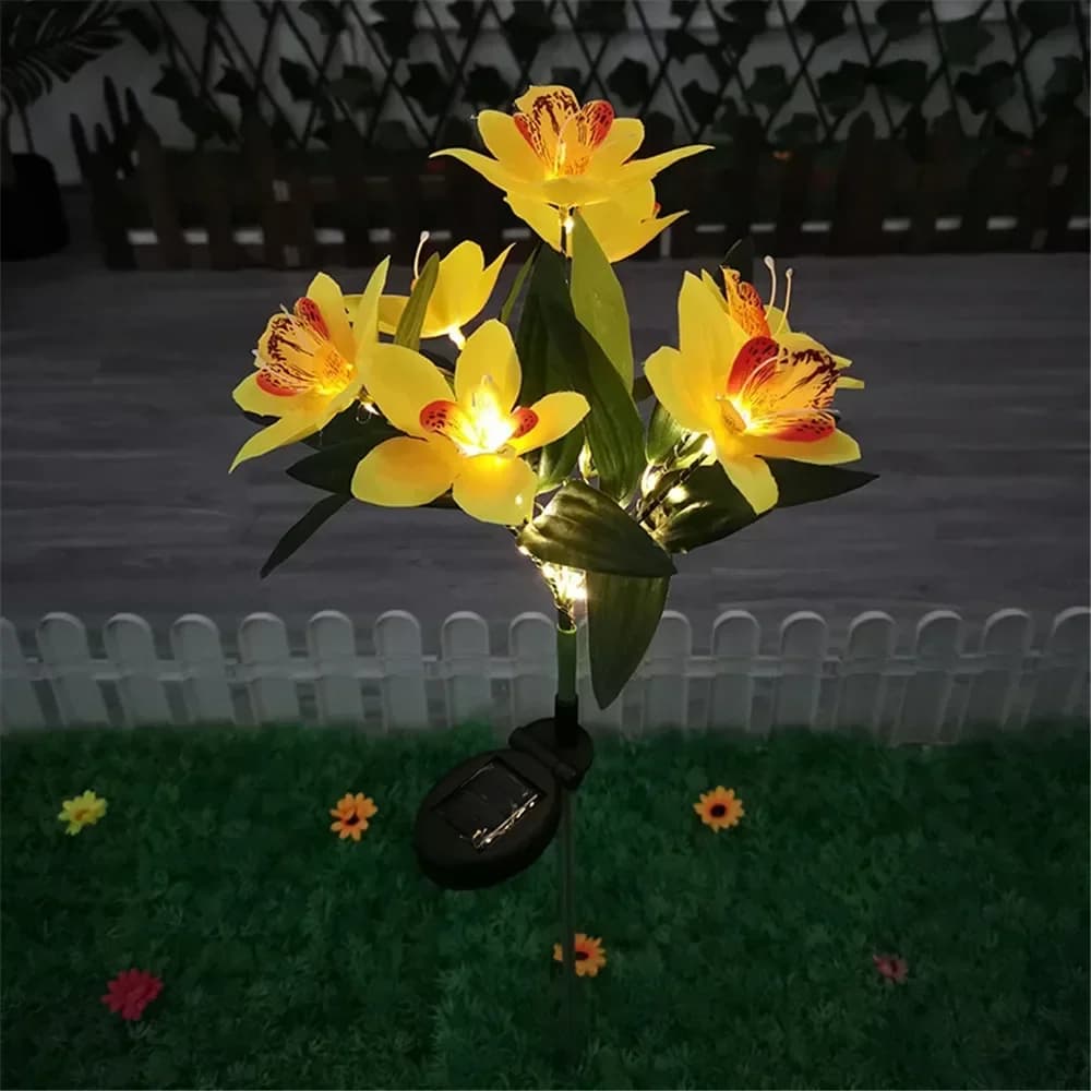 Simulation solaire orchidée fleur lumières lampe extérieure pour Patio pelouse jardin vacances fête 