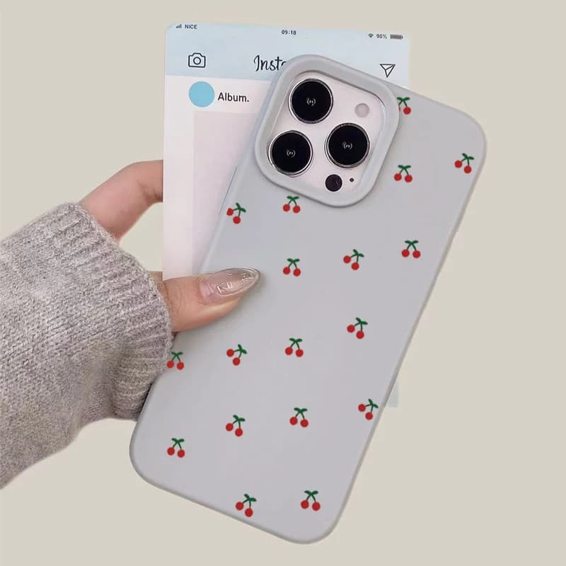 Pour iPhone 17 16 15 14 13 12 11 Pro Max étui mignon dessin animé cerise graphique Silicone couvertu