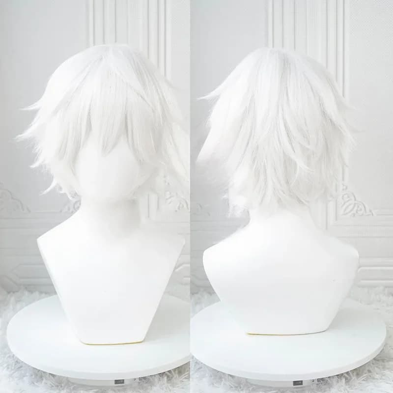 Perruques de Cosplay Anime Kaneki Ken, perruques courtes blanches moelleuses, Patch pour les yeux, c