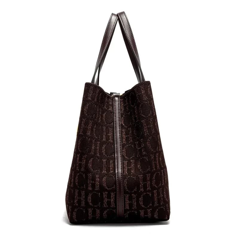 Sac fourre-tout grande capacité CH pour femme, sac à bandoulière minimaliste de couleur unie avec im