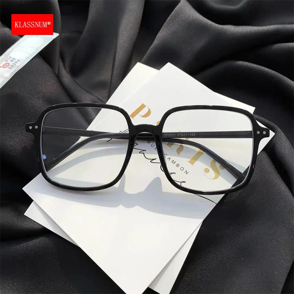 KLASSNUM femmes Anti-lumière bleue lunettes surdimensionné carré Ultra-léger Transparent lunettes d'