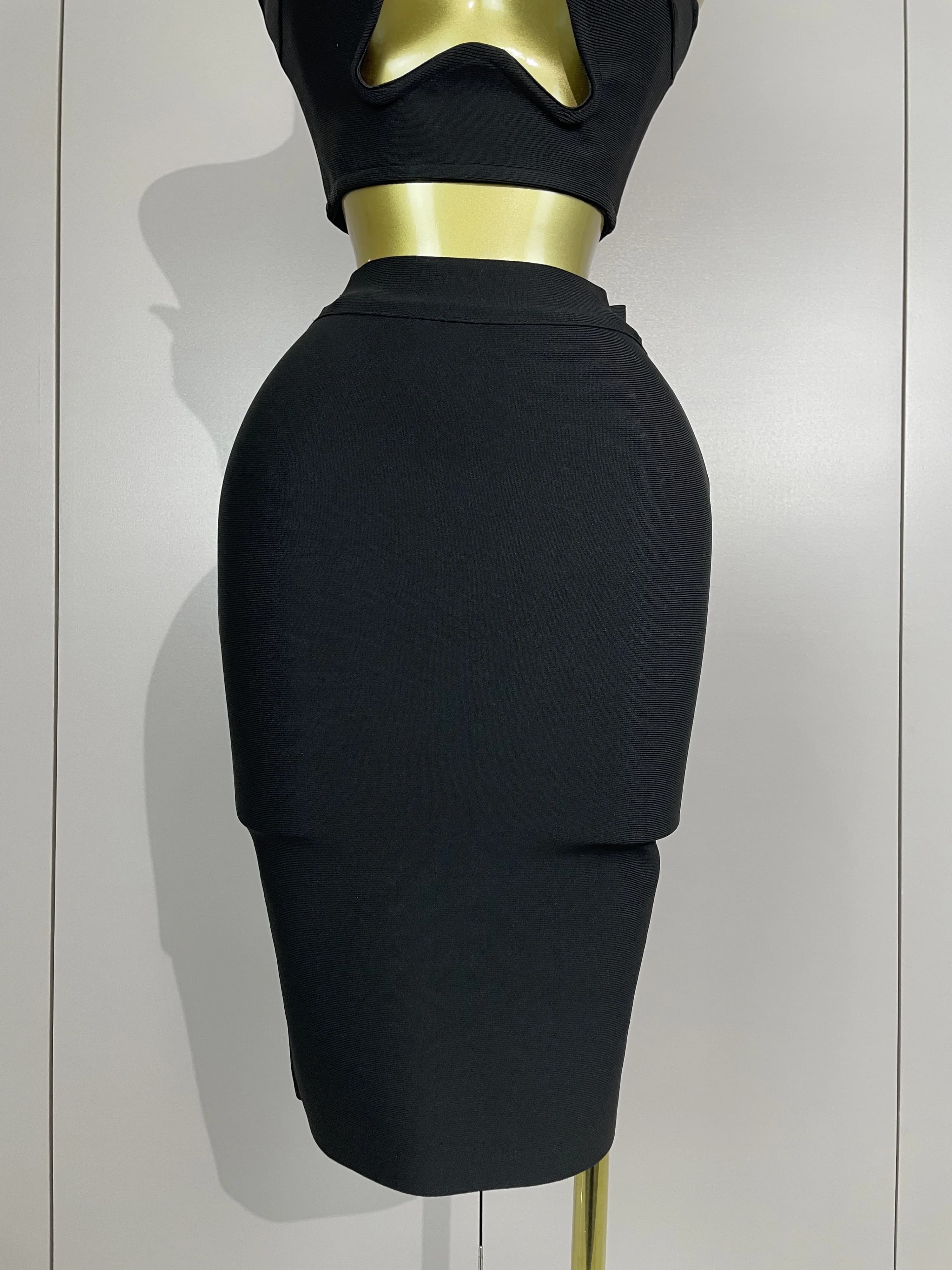 2025 Femmes Sexy Bretelles Dos Nu Noir Bandage Deux Pièces Costume Célébrité Designer De Mode Robe D
