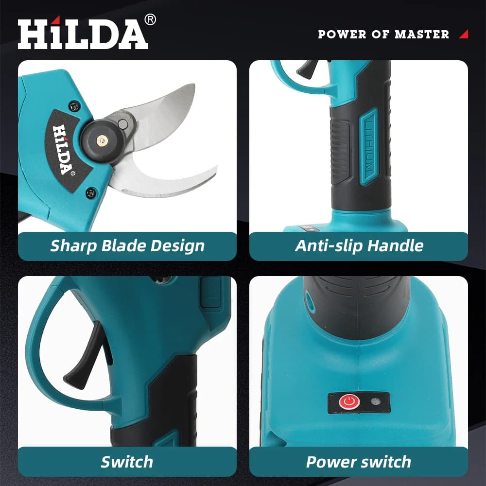 HILDA – sécateur électrique sans balais, sans fil, pour Branches d'arbres fruitiers, outil électriqu