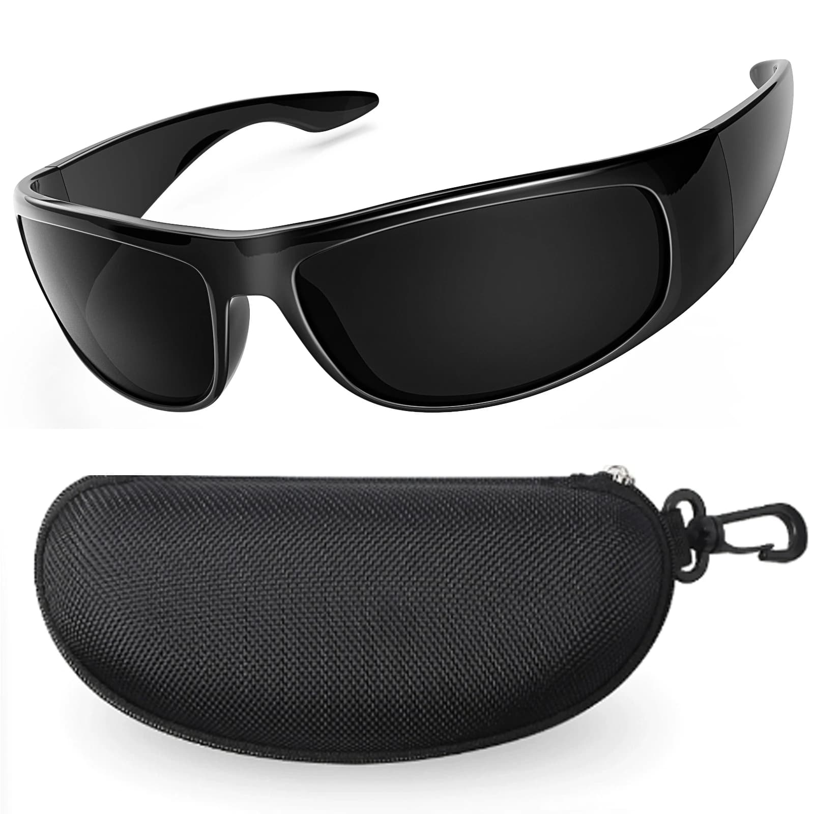 Lunettes de soleil foncées pour hommes, lunettes de soleil enveloppantes pour grandes têtes, lunette